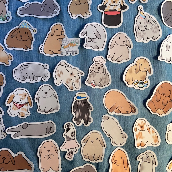 Bunny Sticker Flakes / Holland Lop Rabbits / Journaling Stickers / Planner Stickers