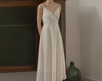 long white backless dress