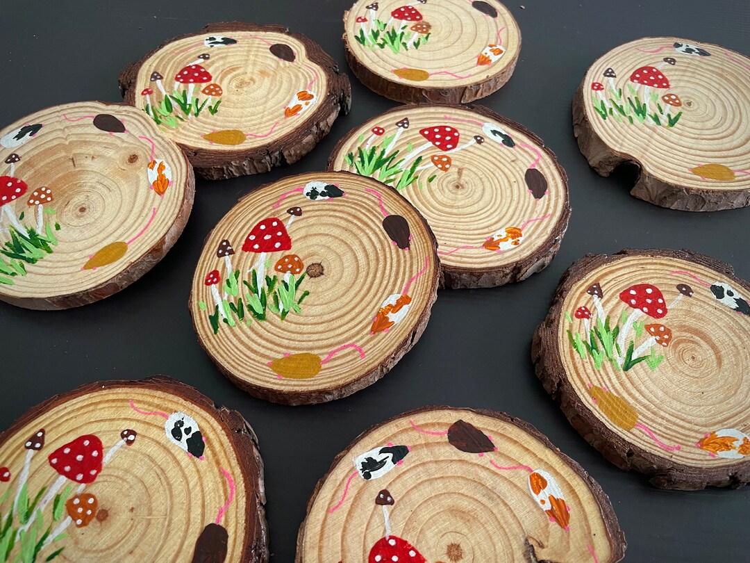 4 Pack Hand Painted Toadstool and Rat Rustic Coasters - Etsy