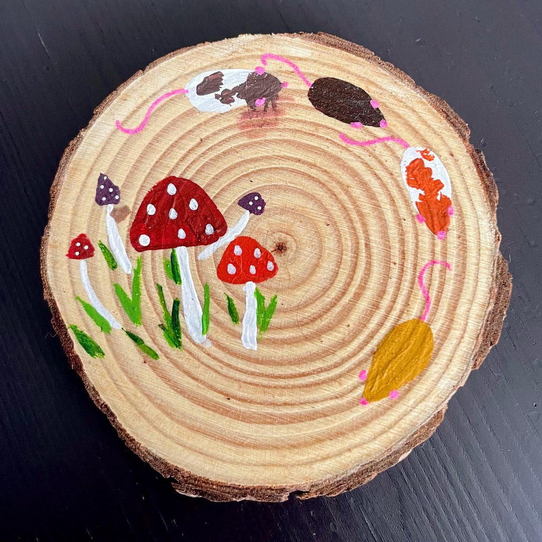 Hand Painted Toadstool and Rat Rustic 4 Pack of Coasters - IMPERFECT - Etsy