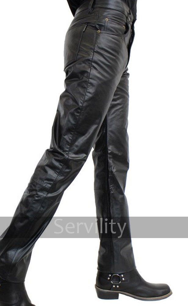 Leather Jeans Black Pants/trousers Gift for Men - Etsy