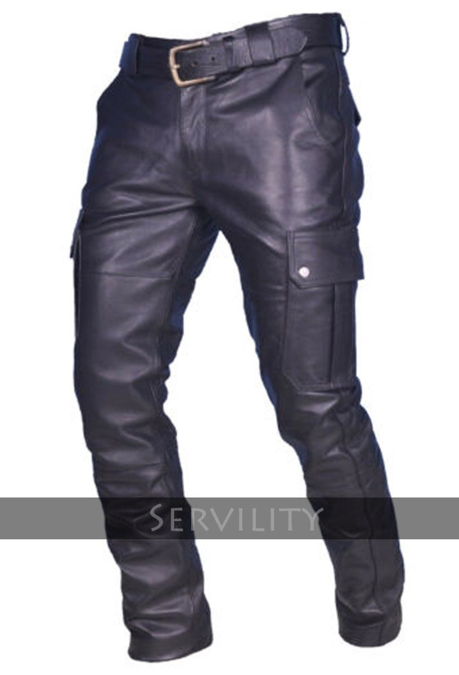 Pantalón de cuero real para hombre hecho a mano pantalón de Etsy