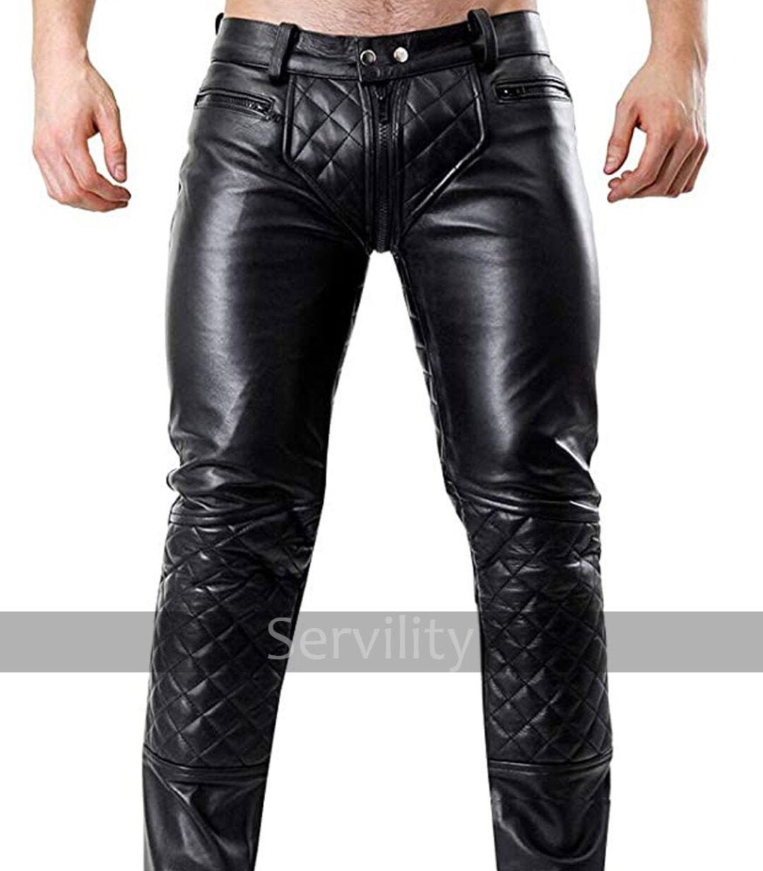 Herren Echtleder Hose / Hose Echtes Rindsleder Gesteppte Etsy.de