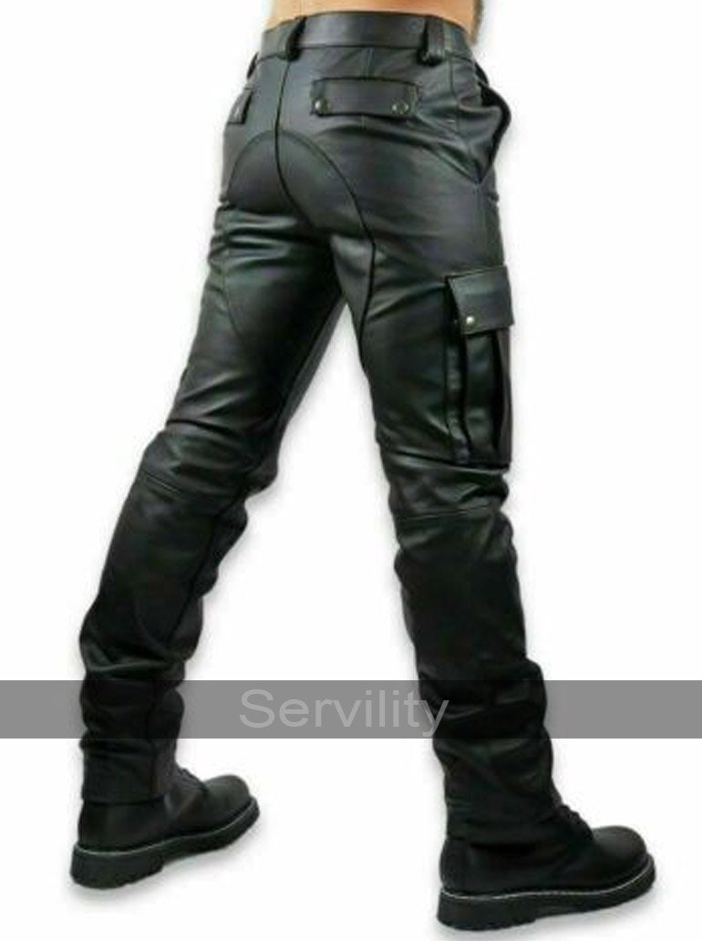 Men's Real Cowhide Leather Cargo Pant Genuine Black - Etsy UK