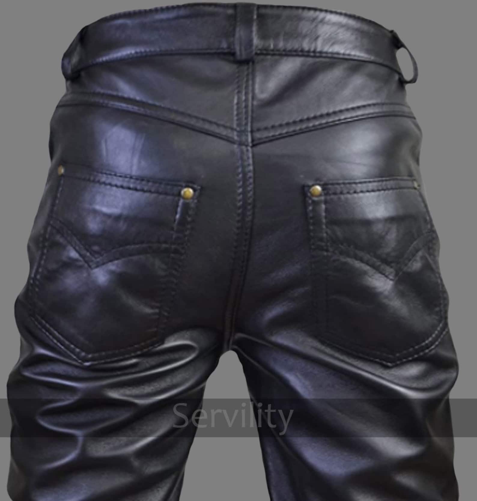 Men's Black Leather 501 Levis Pants Trousers Etsy