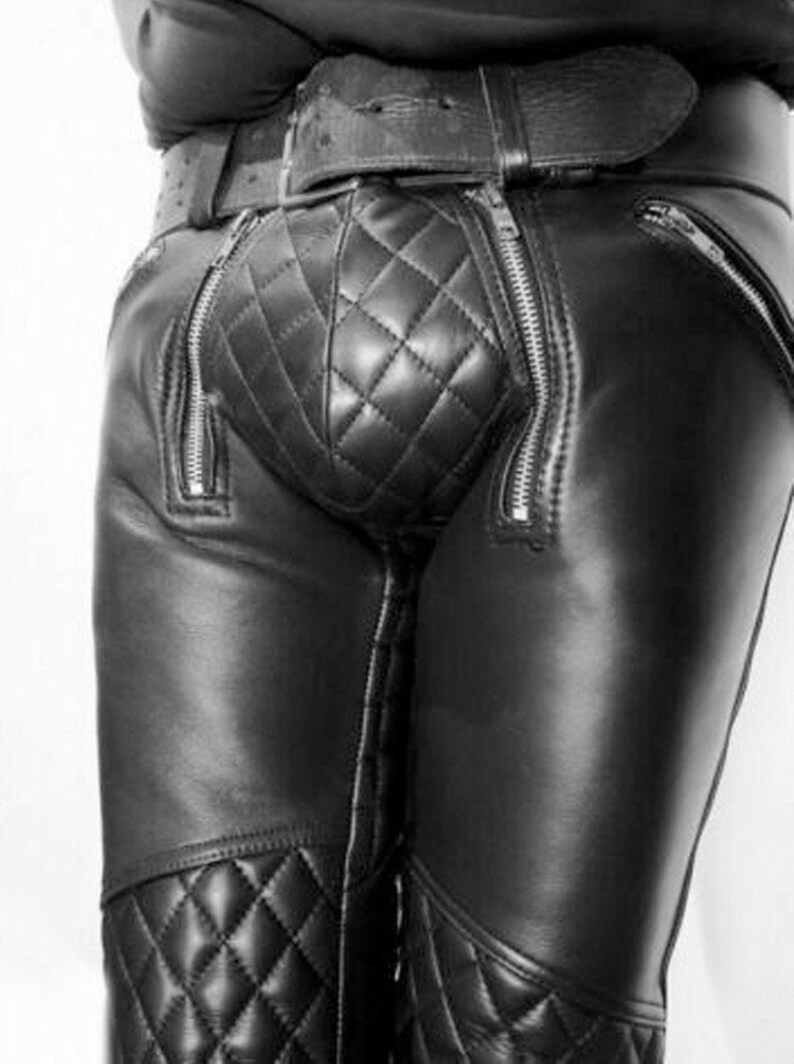 Men's Genuine Leather Pant/real Cow Leather Quilted Biker Etsy