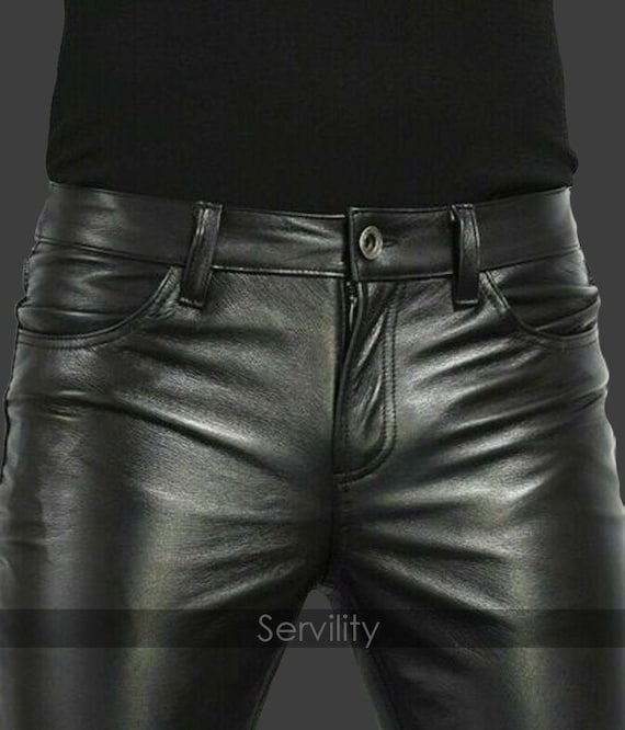 Men's Black Leather Slim Fit 501 Levis Biker Pants - Etsy