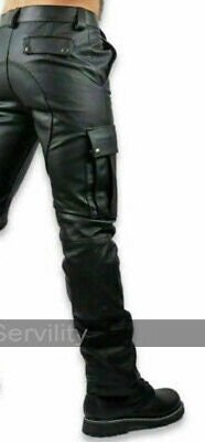 Men's Real Cowhide Leather Cargo Pant Genuine Black - Etsy UK