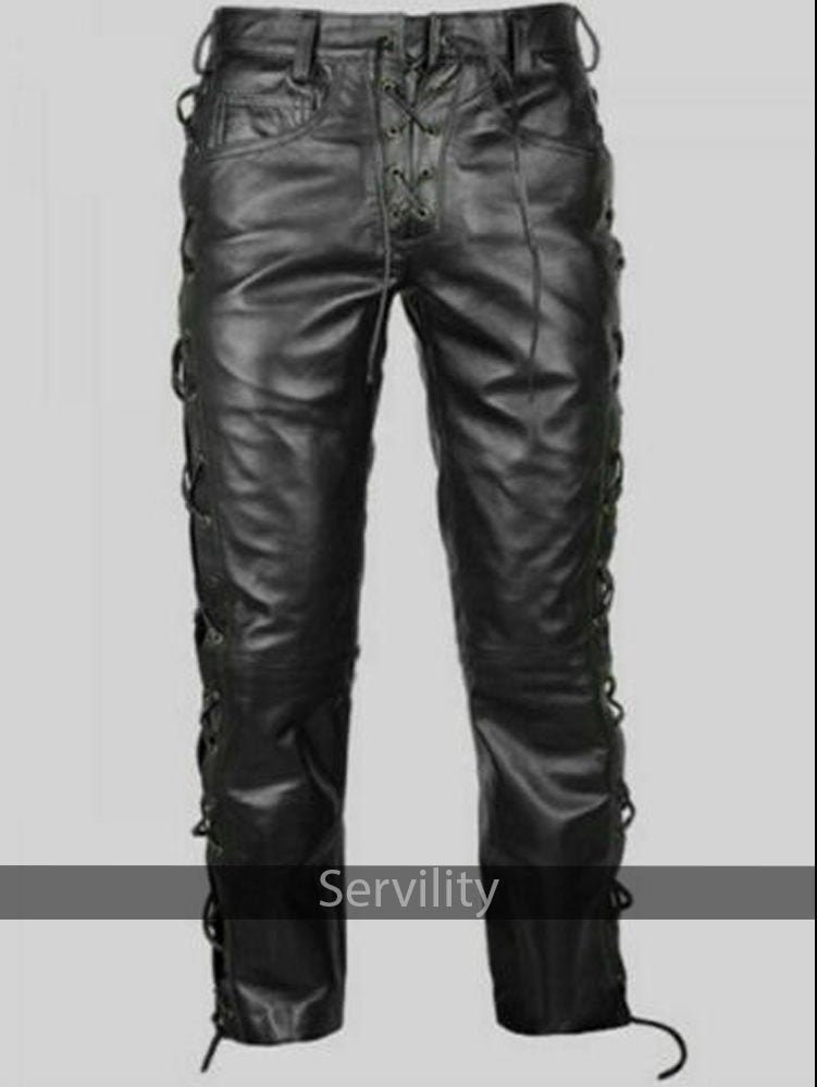 Men's Real Black Leather Biker Pant/genuine Cowhide - Etsy UK