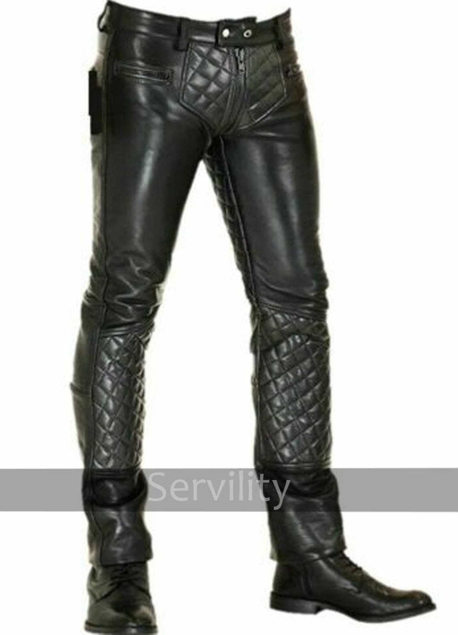 Pantalón de cuero real para hombre pantalón de cuero de vaca Etsy