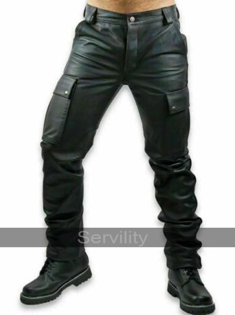 Men's Real Cowhide Leather Cargo Pant Genuine Black - Etsy UK