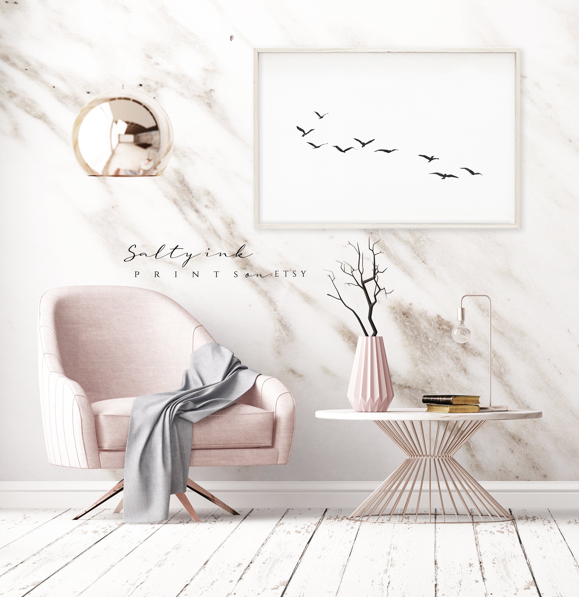 Flying Birds Wall Art, Bird Ink Drawing Prints,birds Art Prints,flock ...