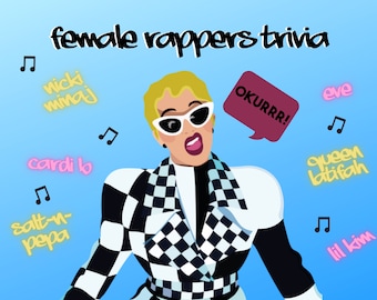 Female Rappers Trivia (PDF) | Music Games, Trivia Games, Party Games, Instant Download, Rap Hip Hop, Cardi B, Nicki Minaj, Stallion, Lil Kim