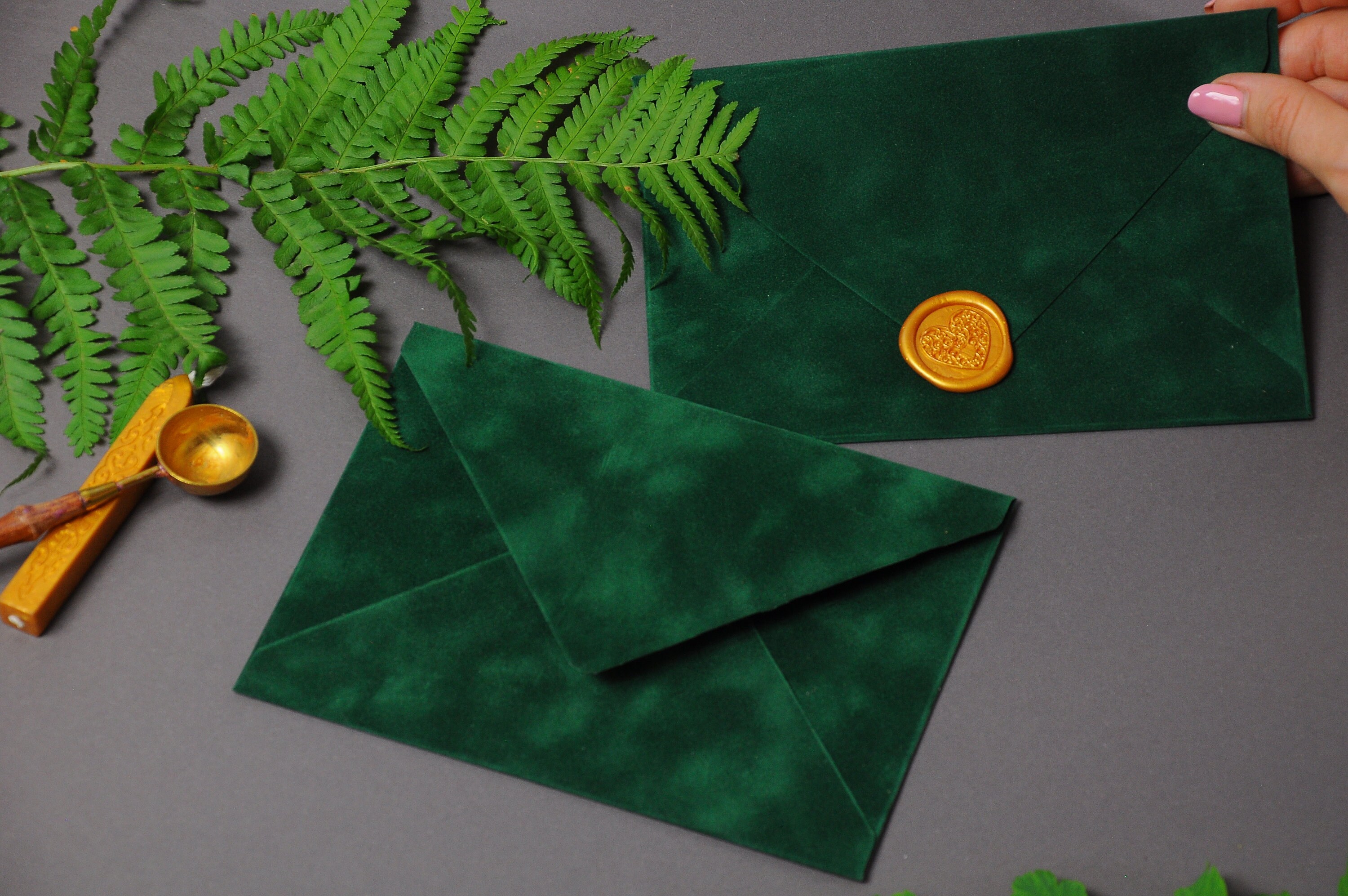 Emerald Envelopes Velvet Envelopes Matte Envelopes Forest Etsy