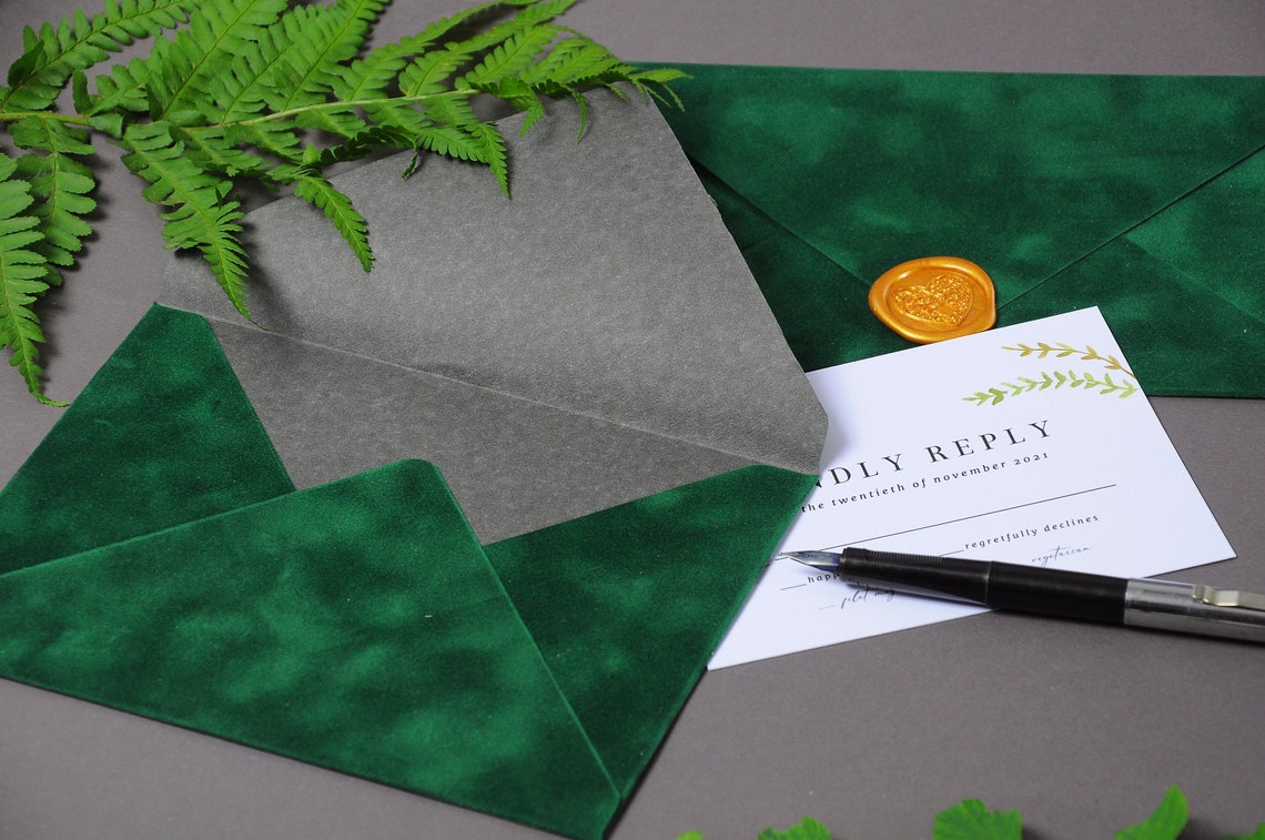 Emerald Envelopes Velvet Envelopes Matte Envelopes Forest Etsy