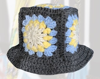 bEni mocomoco Crochet Hat (Gray/Sky Blue)