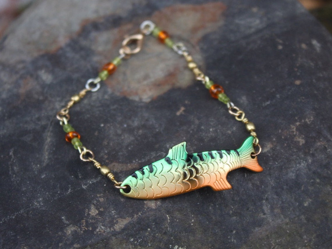 Phoebe Fishing Lure Bracelet, Fishing Swivel Bracelet, Fishing Tackle