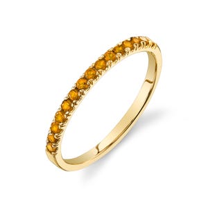 Citrine Half Eternity Pave Ring Infinity Wedding Band Stack Citrine  Eternity Band Anniversary Guard Band Ring Dainty Anniversary Gift
