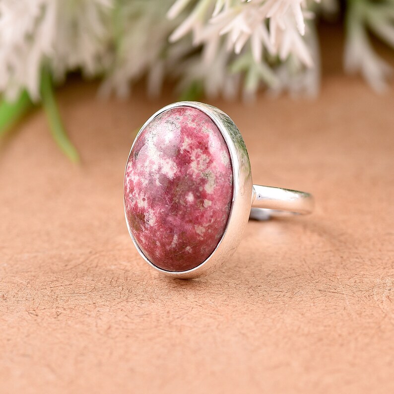 Natural Thulite Ring Handmade Ring-Beautiful Ring-Gift For Her Ring-Womens ring-Mom Gift 925 Sterling Silver Ring-Red Stone Ring