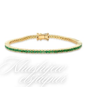 Bracelet émeraude CZ, bracelet tennis, bracelet en argent, bracelet tennis en or, bracelet délicat, bijoux de mariée, cadeau de demoiselle d&#39;honneur, cadeau pour elle