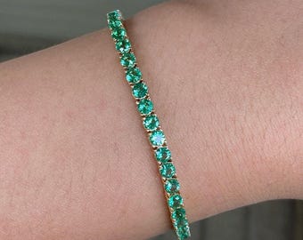 Kubischer Zirkonia-Tennis-Armband: Vergoldetes Sterlingsilber