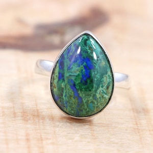 Natural Azurite Malachite Ring, 925 Sterling Silver Ring, Blue Stone Ring, Handmade Ring, Gift For Her, Malachite Ring, Gift Ring