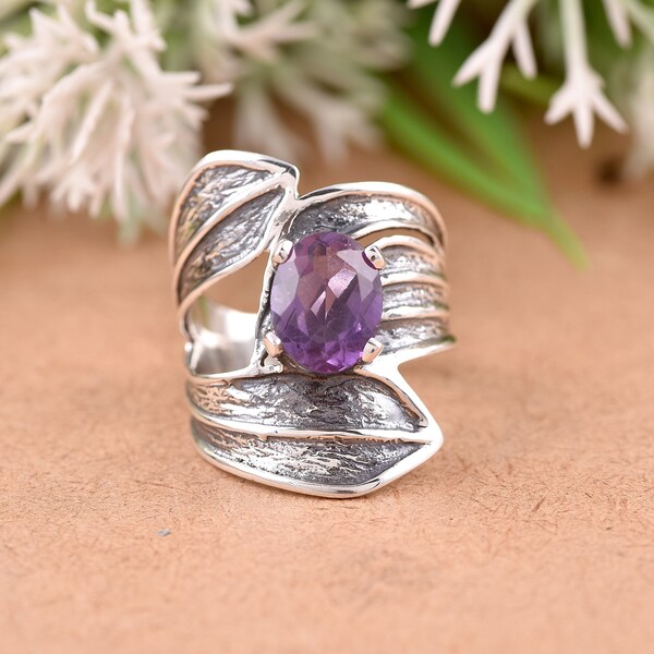 Natural Pink Amethyst Ring- 925 Sterling Silver Ring- Pink Amethyst Stone  Ring--Beautiful Ring-Gift For Mother Sister and friends