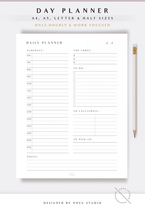daily planner printable to do list hourly work schedule etsy canada