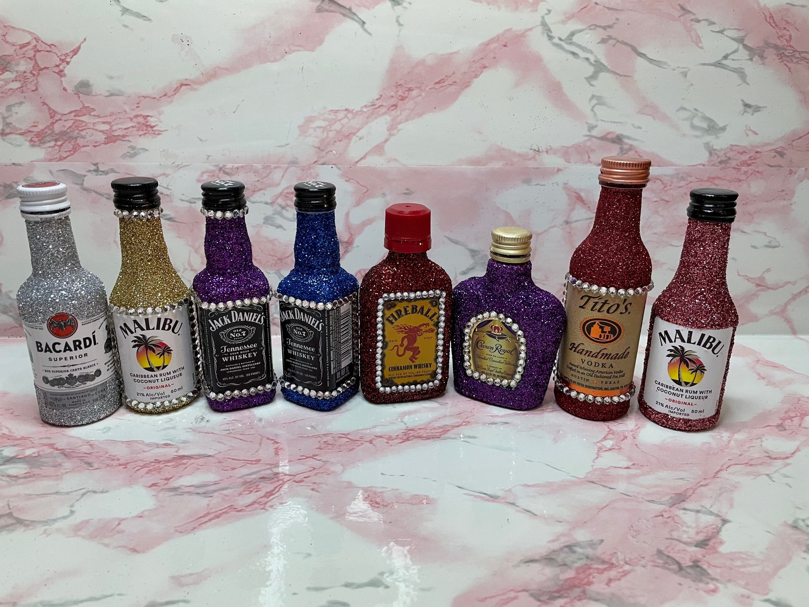 One mini glitter bottle ONLY GLITTER Liquor Bottles Bling Etsy