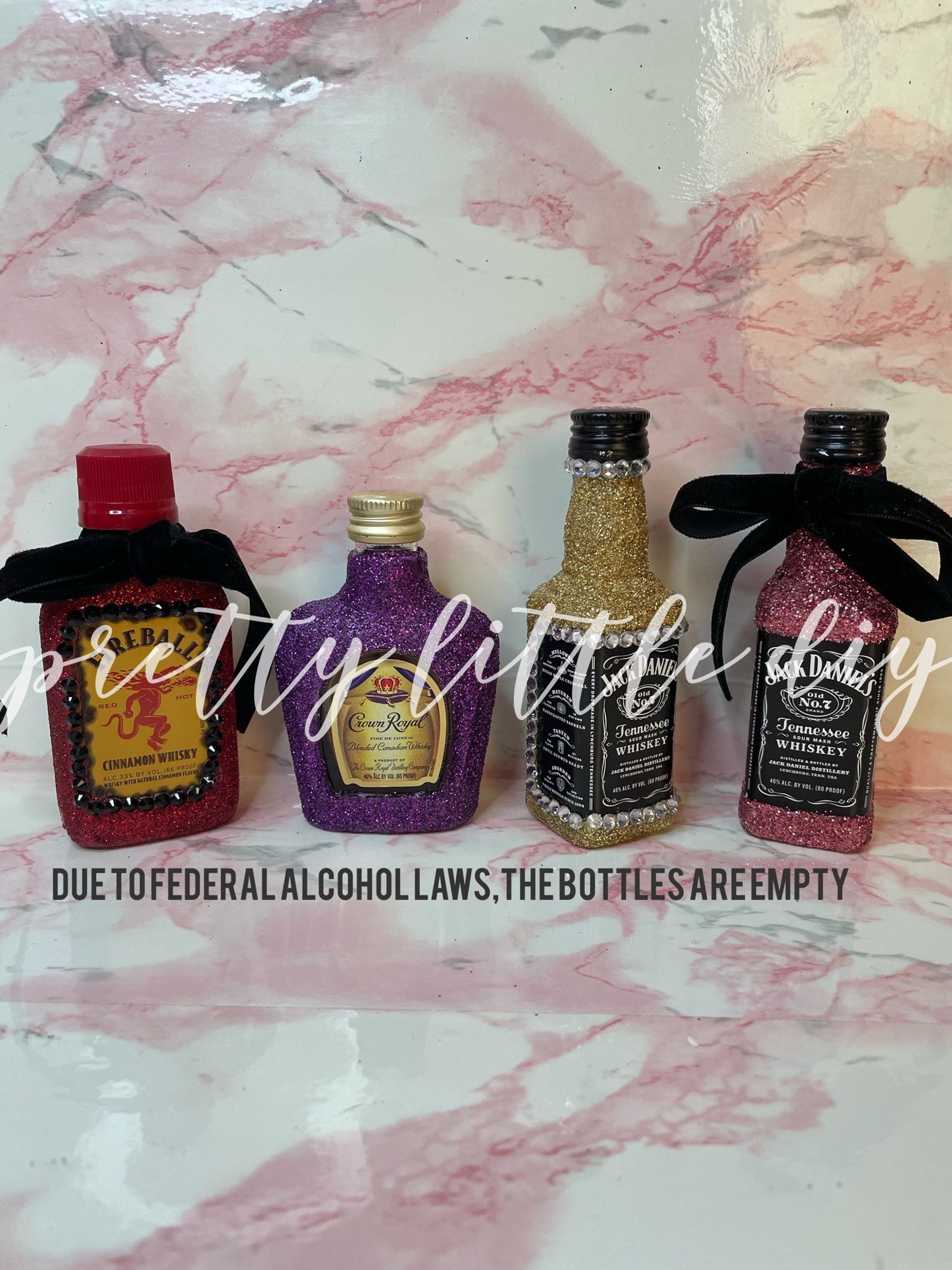 One glitter bottle WITH RHINESTONES Mini Glitter Liquor Etsy
