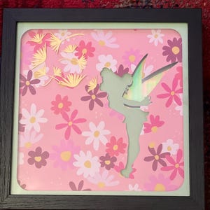 Pixie Girl Flowers -9x9 Lighted Shadow Box Tinker Bell
