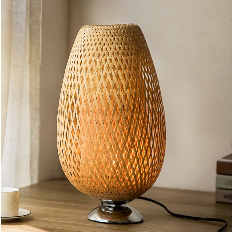 Vintage Bamboo Lamp Lampshade Wicker Home Decor Rattan Shade Ceiling Light Odista Com Vintage Bamboo Lamp Lampshade, Can You Use A Ceiling Lampshade For Table Lamp
