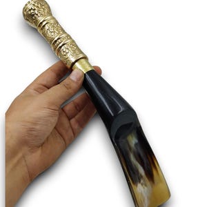 Long Handled Handmade shoehorn made with Horn and Brass Premium Gift for Men and Women, shoehorn with Brass Handle Home or Travel 12&quot; Size