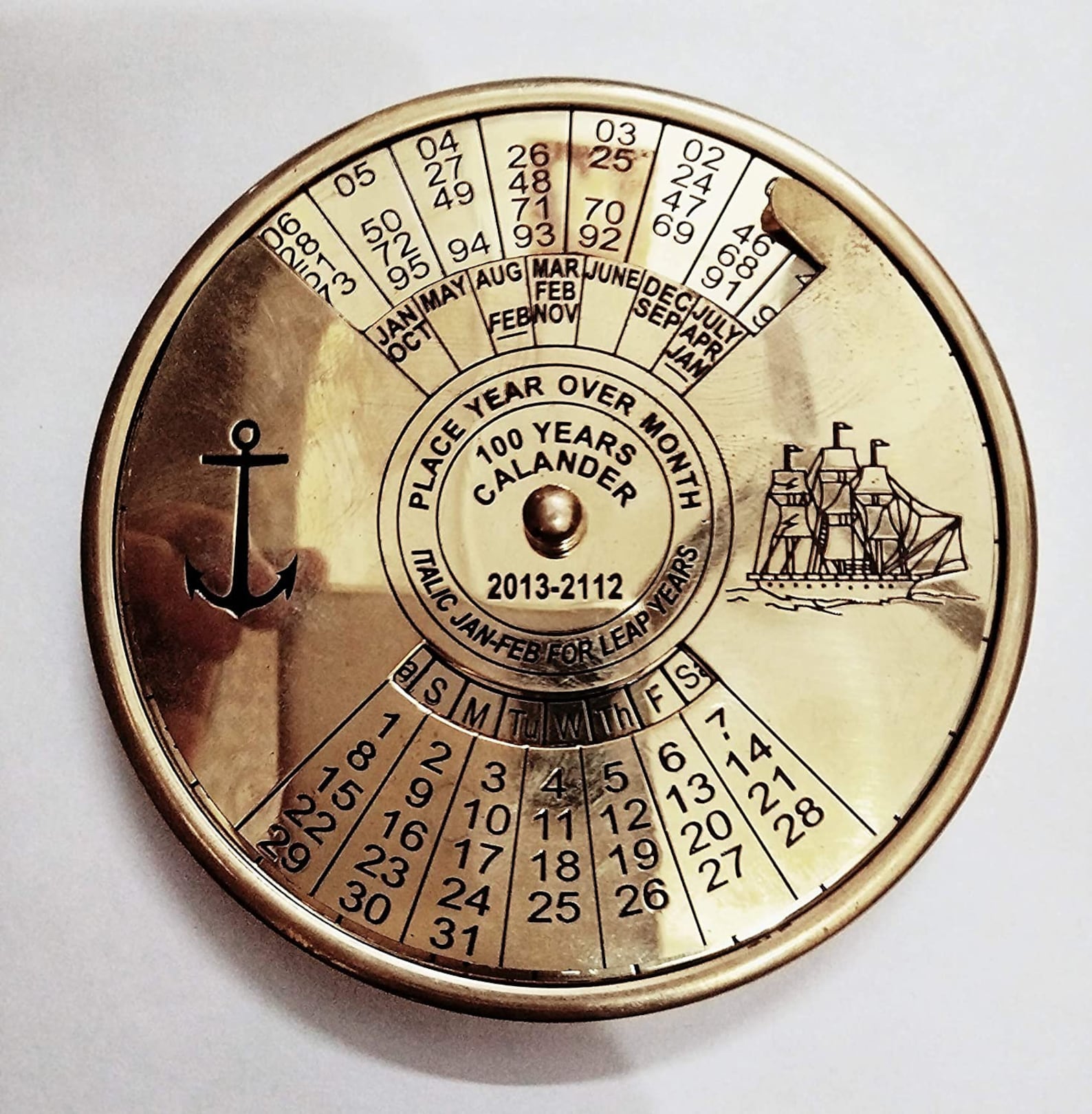 Brass 100 Yrs Calendar Paper Weight Collectible Gift rotating Etsy
