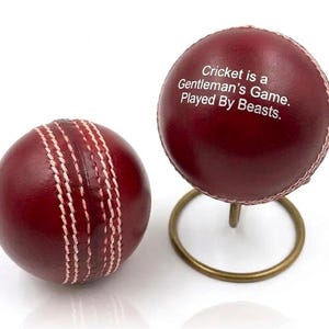Engraved Leather Cricket Ball, Personalized Gift With Display Stand