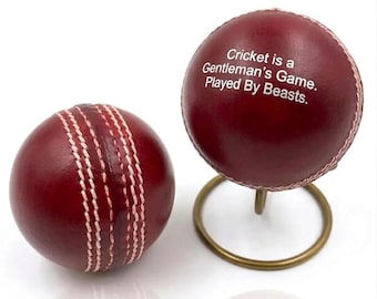 Pelota de críquet de cuero grabada, regalo personalizado con expositor