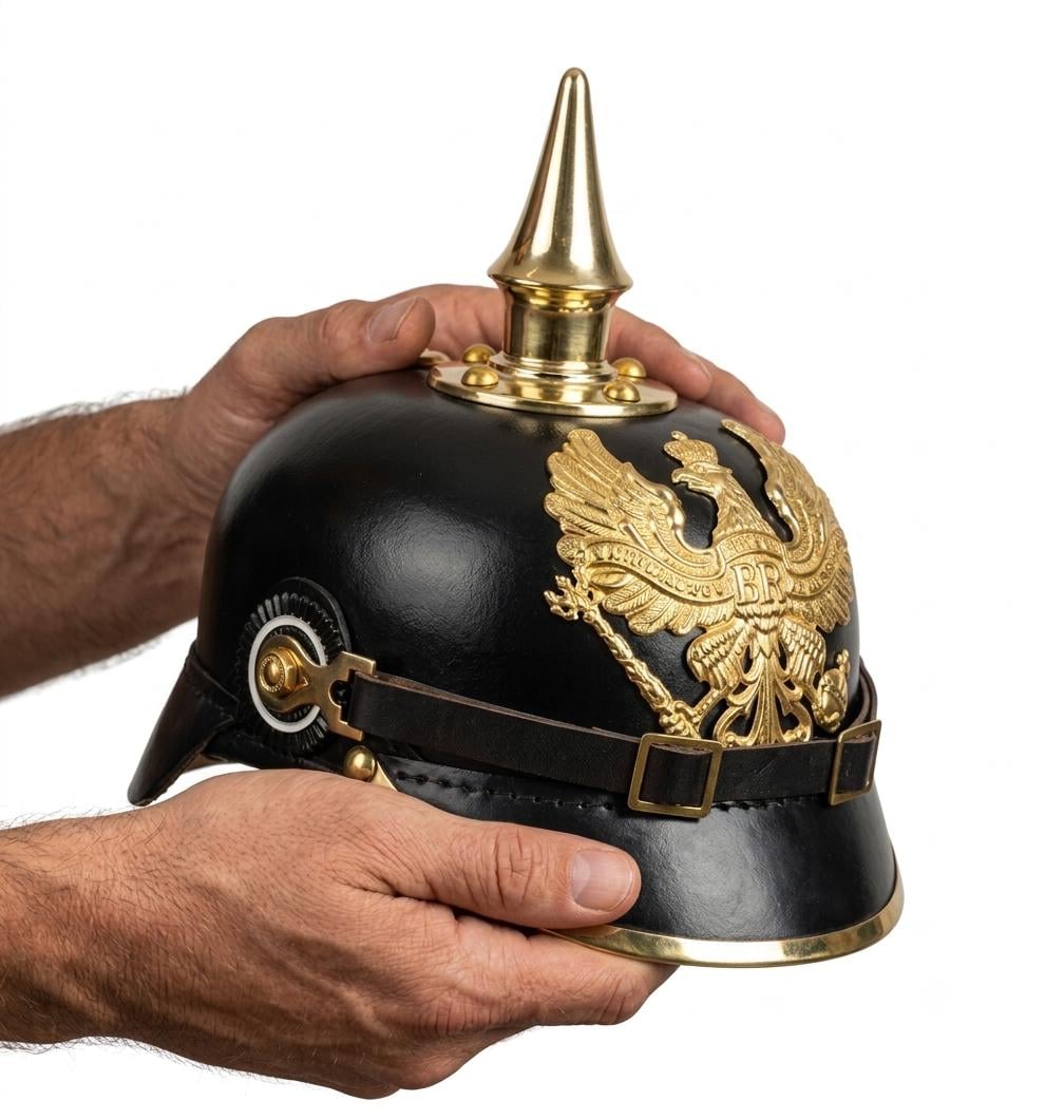ドイツ帝国軍 ヘルメットと頭飾り 写真集 Imperial German Leather Pickelhaube Helmet: German Imperial Officer Style Leather