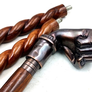 Wooden Walking Cane for Women and Men | Punch Style Antique Handle Walking Stick Collectible 3 Part open stick 36&quot;