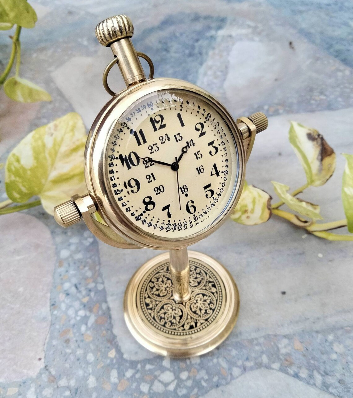 Personalized Table Clock Engraved Golden Desk Small Clock Etsy UK