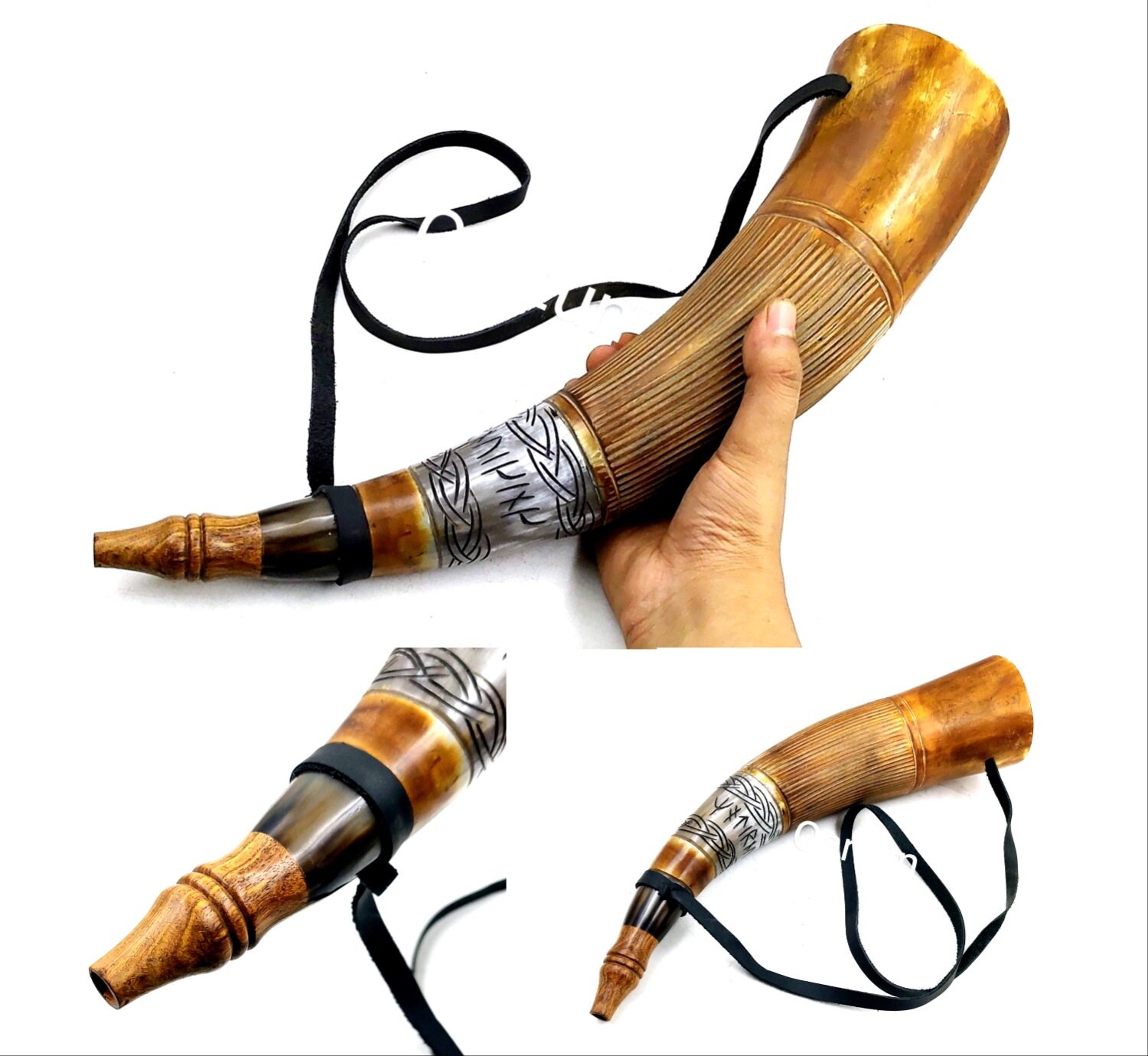 Corne De Viking En Corne De Bœuf Naturelle - Instrument Médiéval, Décoration, Pour Festivals Et Célébrations