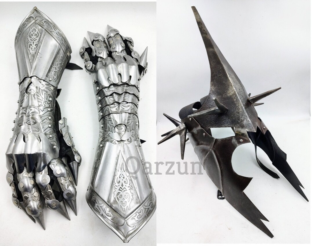 Medieval Nazgul Gloves With Witch King Angmar Helmet Set - Etsy