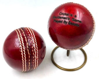 Engraved Red Cricket Ball, Wedding Gift, Leather Ball Gift, Cricket Gift, Personalized Engraved Gift With Metal Display stand