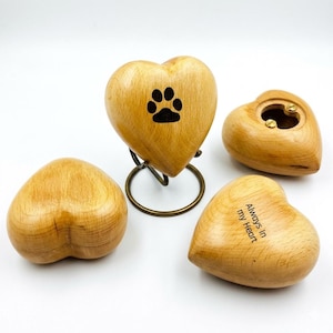 Personalized Rosewood Heart Keepsake Urn: Handcrafted Memorial with Display Stand