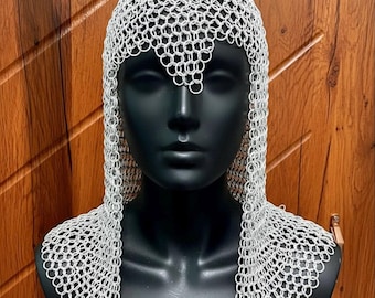 Aluminum Handmade Chainmail Coif Medieval Hood Ren Faire Costume