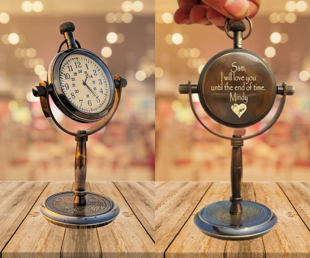 Personalized Table Clock Engraved Office Desk Small Clock Etsy