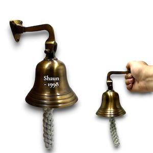 Personalized Brass Doorbell: Engraved Nautical Rope Bell, Home, Boat, Pub