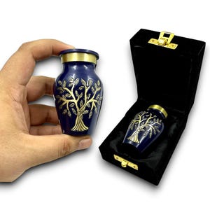 Mini urne souvenir personnalisée pour les cendres : urne à partager fabriquée à la main avec boîte en velours