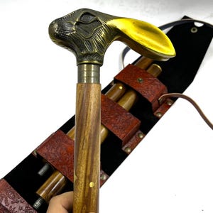 Rabbit Head Walking Cane: Handmade Wooden Stick, Victorian Style
