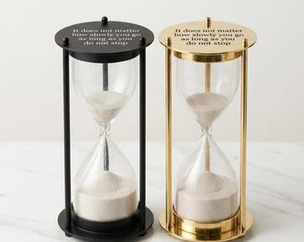 Personalized Solid Brass Hourglass Sand Timer – 5 Minute Anniversary Gift