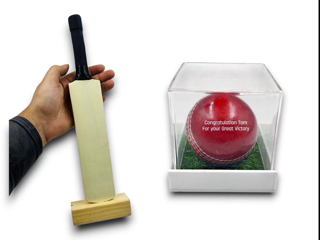 Mini Cricket Personalized Miniature Wooden Cricket Bat & Ball Set: 12 Inch Engraved ...